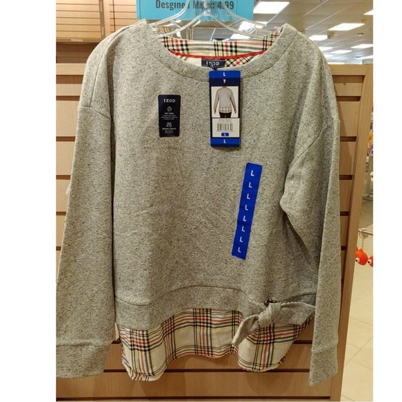 IZOD Women's Long Sleeve 2-Fer Sweatshirt - Picture 2 of 6